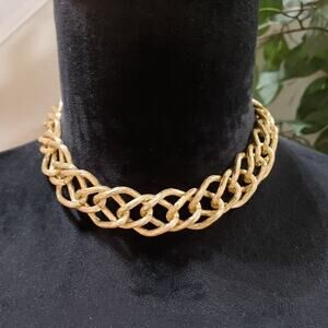 Womens Fashion Gold Tone Chunky Thick Chain Punk Chokers Necklace Twisted Lock